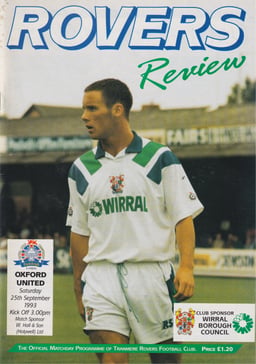 Tranmere Rovers v Oxford United Match Programme 1993-09-25